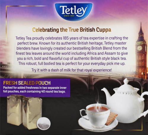 Tetley, British Blend Decaf Black Tea, 80 Tea Bags