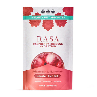 Rasa, Raspberry Hibiscus Boosted Iced Tea with Adaptogens and Mushrooms 6 oz