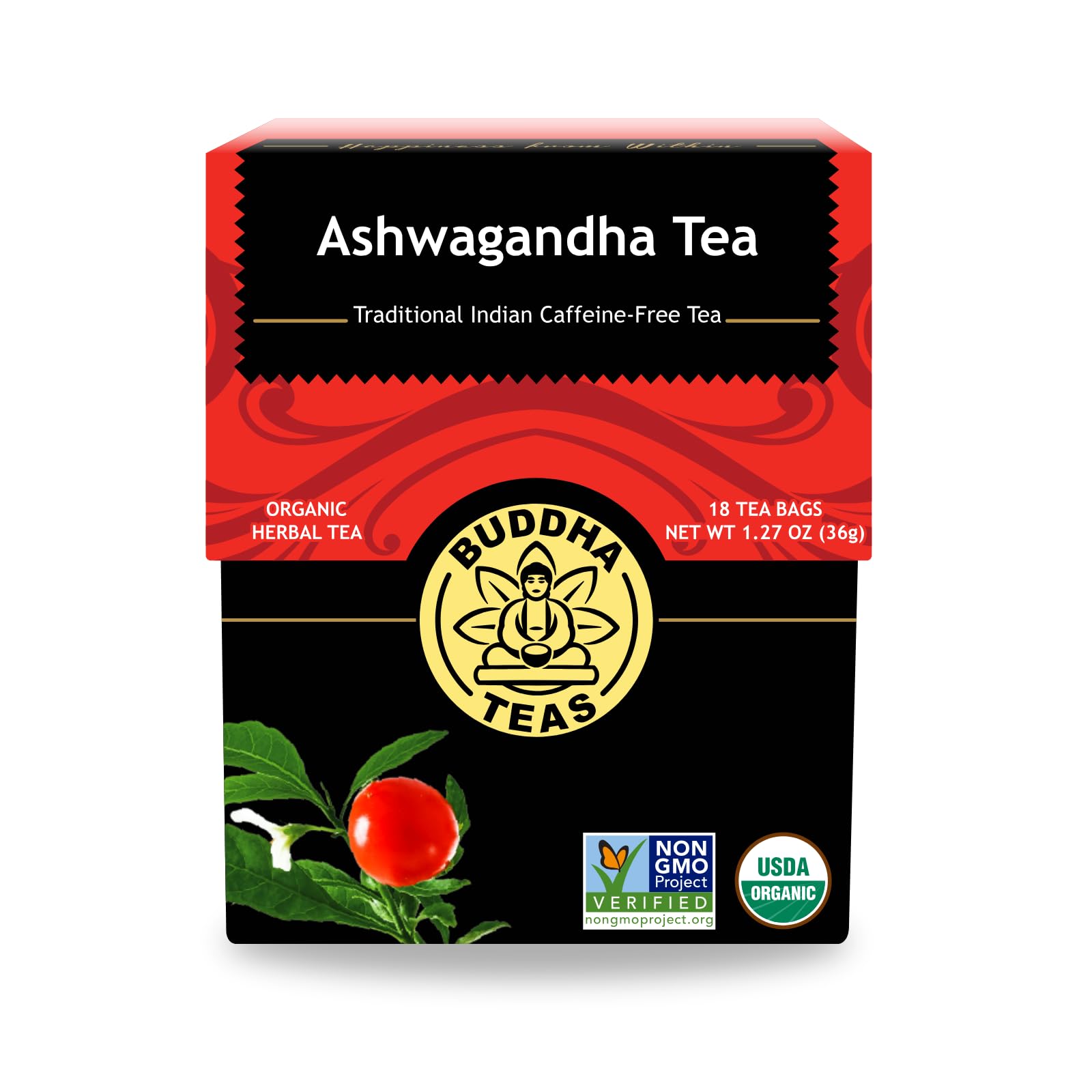Buddha Teas, Ashwagandha Root Tea – Herbal Tea, 18 Tea Bags