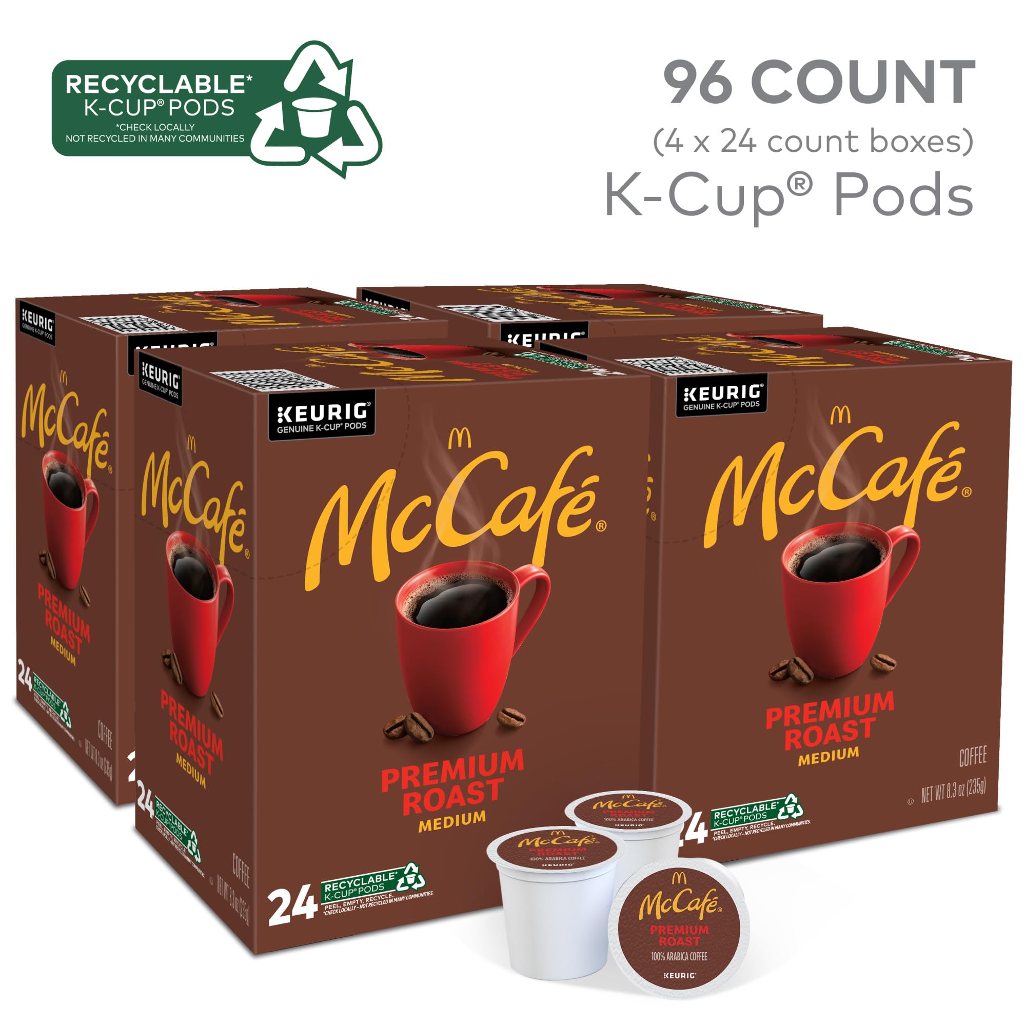 McCafe, Coffee Medium Roast, 96 K-Cup Pods