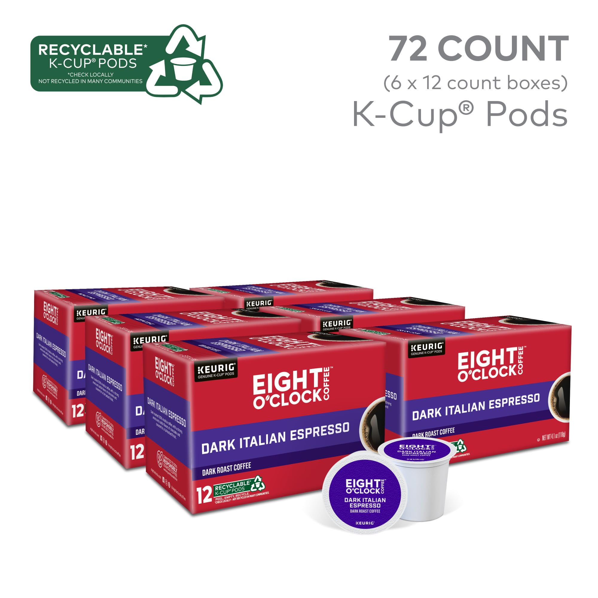 Eight O'Clock Coffee, Coffee Dark Roast, 12 K-Cup Pods