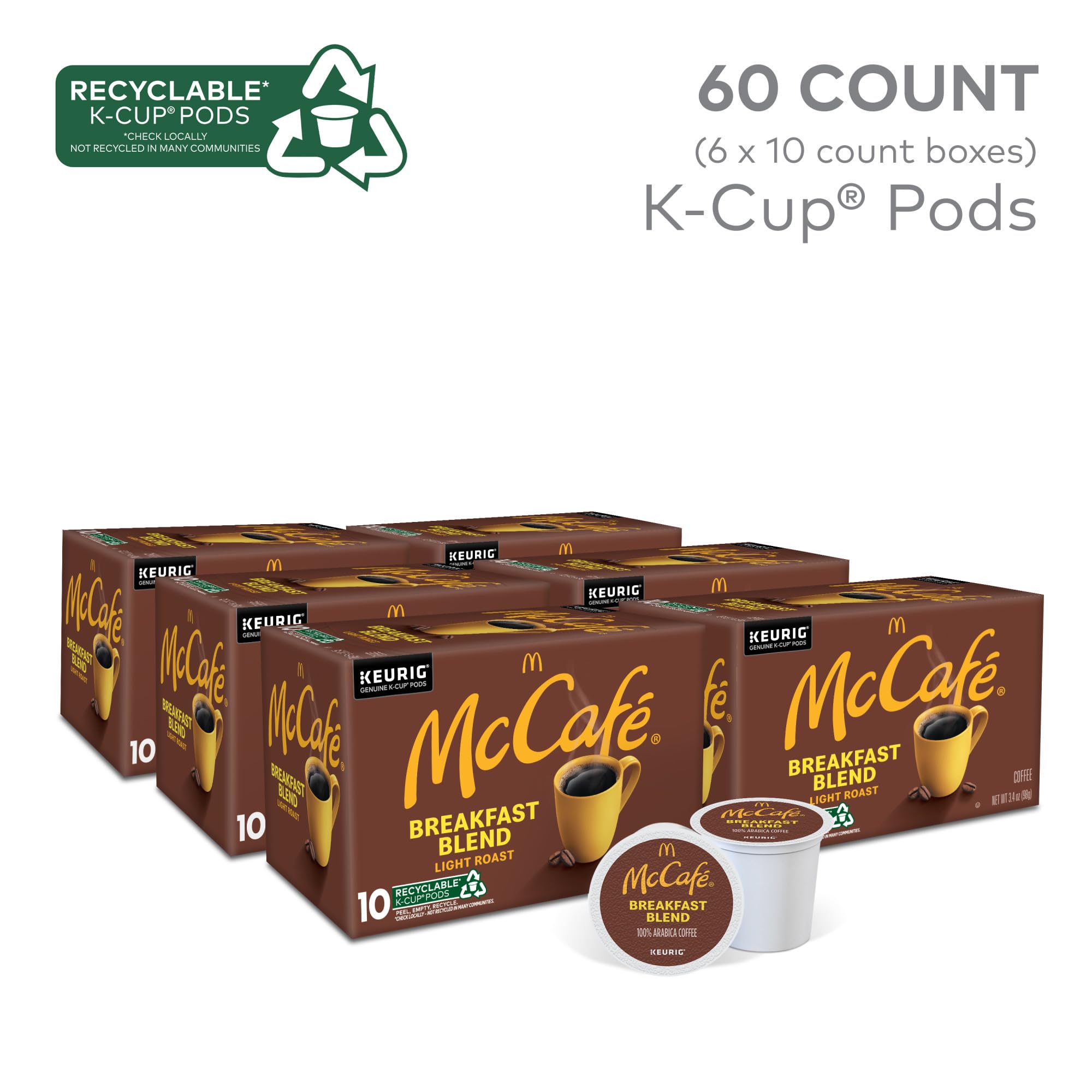 McCafe, Coffee Light Roast, 60 K-Cup Pods
