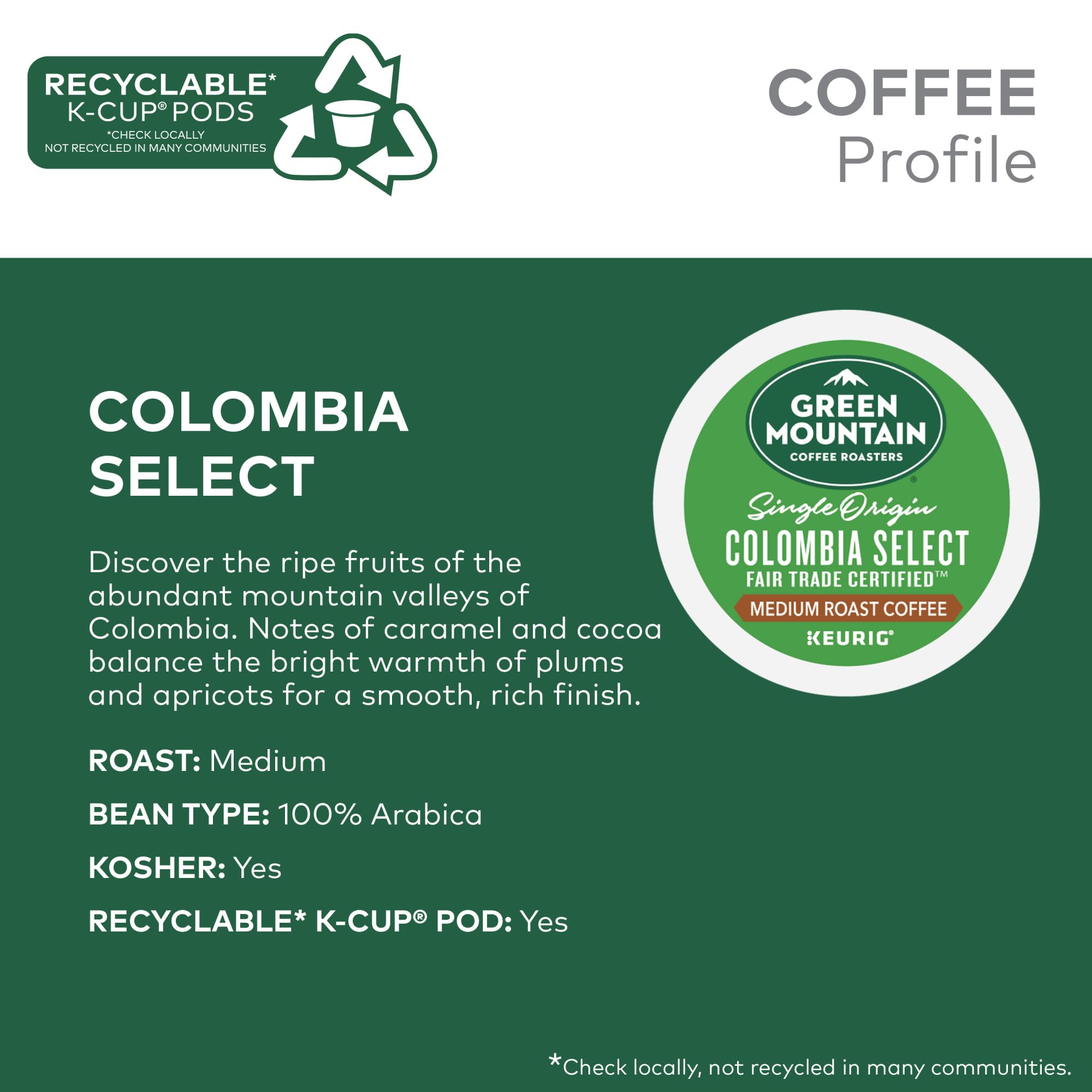Green Mountain Coffee Roasters, Colombia Coffee Caramel Medium Roast, 96 K-Cup Pods