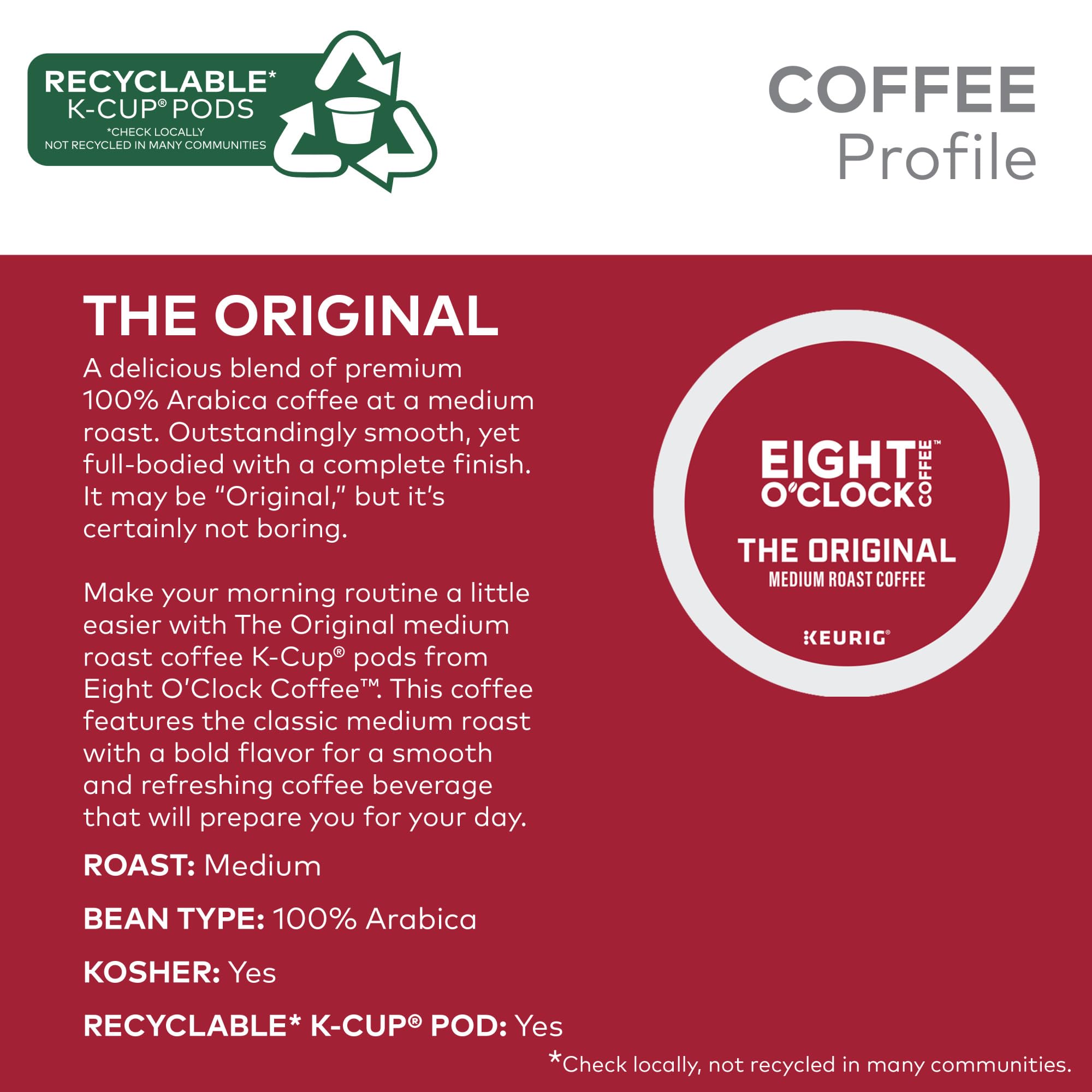 Eight O'Clock Coffee, Coffee Medium Roast, 72 K-Cup Pods