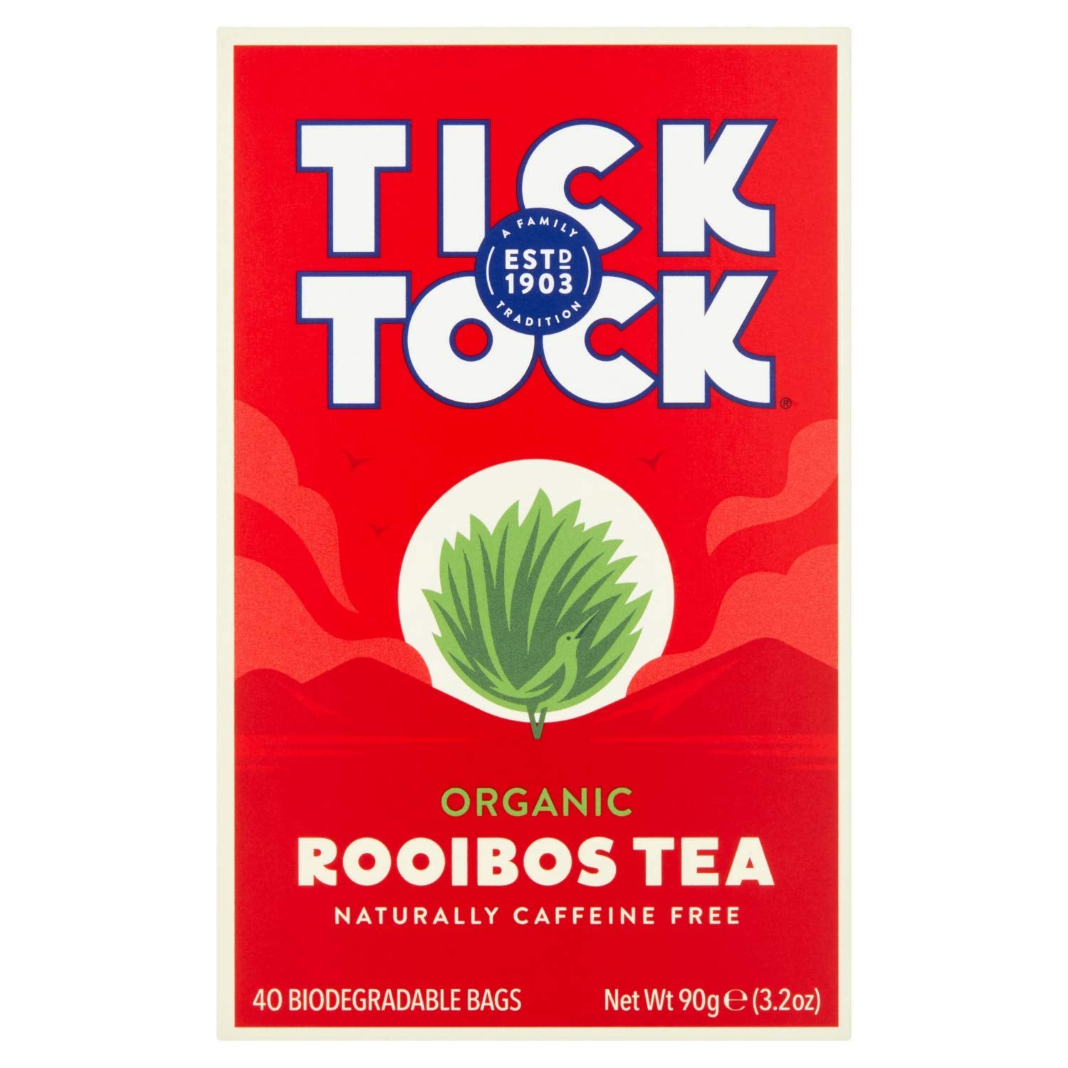Tick Tock, Organic Rooibos Original, 40 Tea Bags