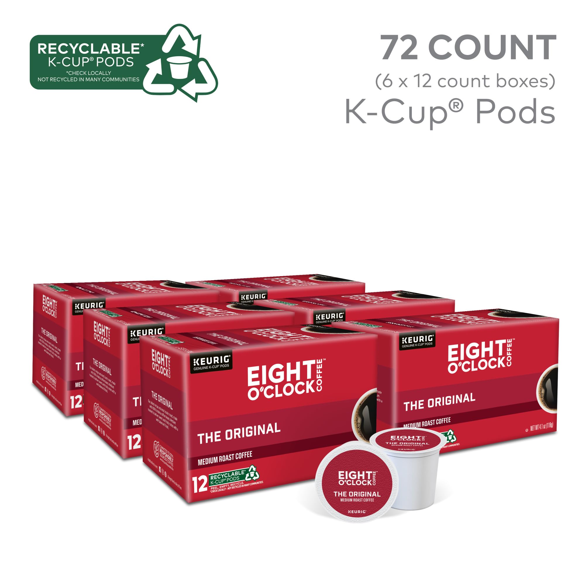 Eight O'Clock Coffee, Coffee Medium Roast, 72 K-Cup Pods