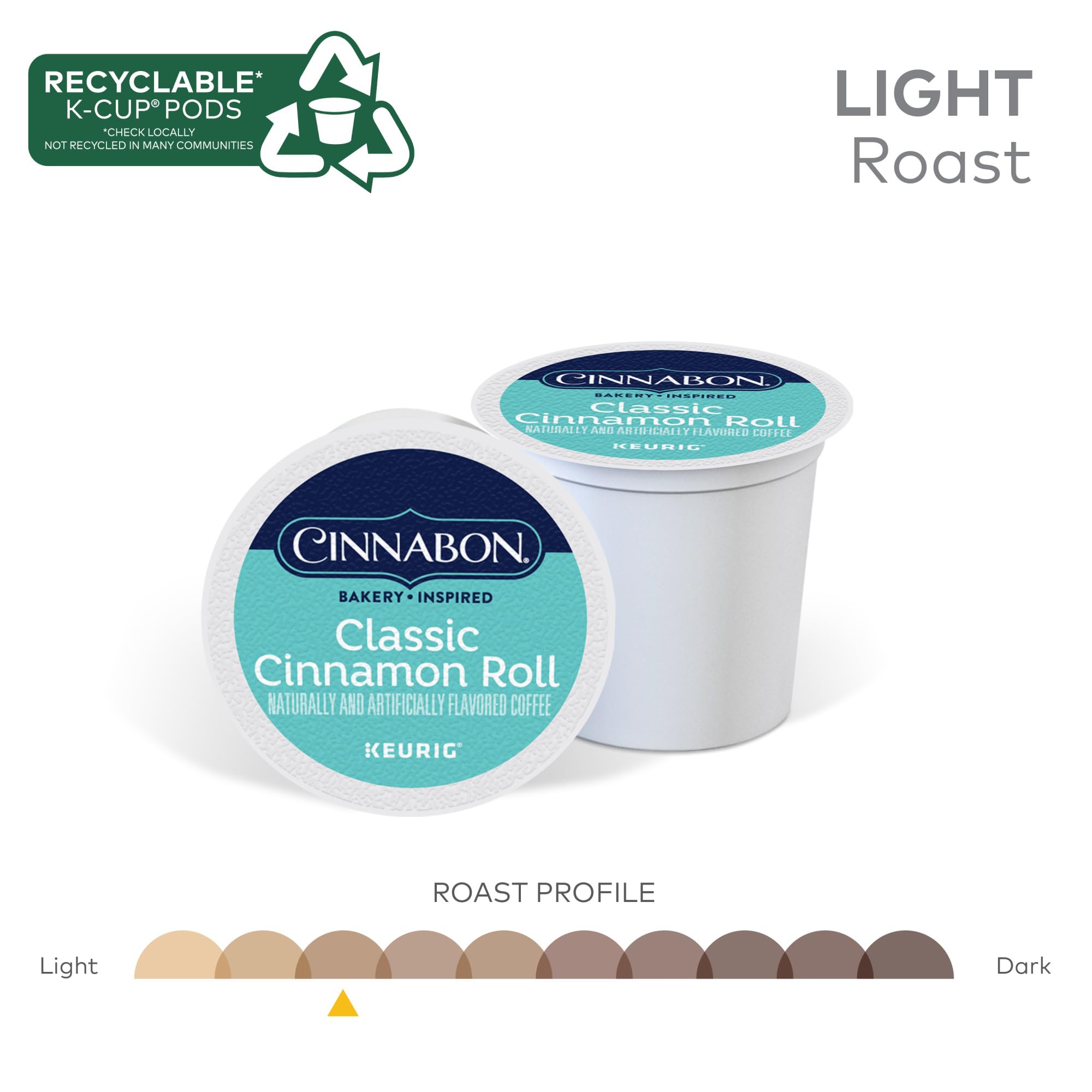 CINNABON, Coffee Cinnamon Light Roast, 96 K-Cup Pods