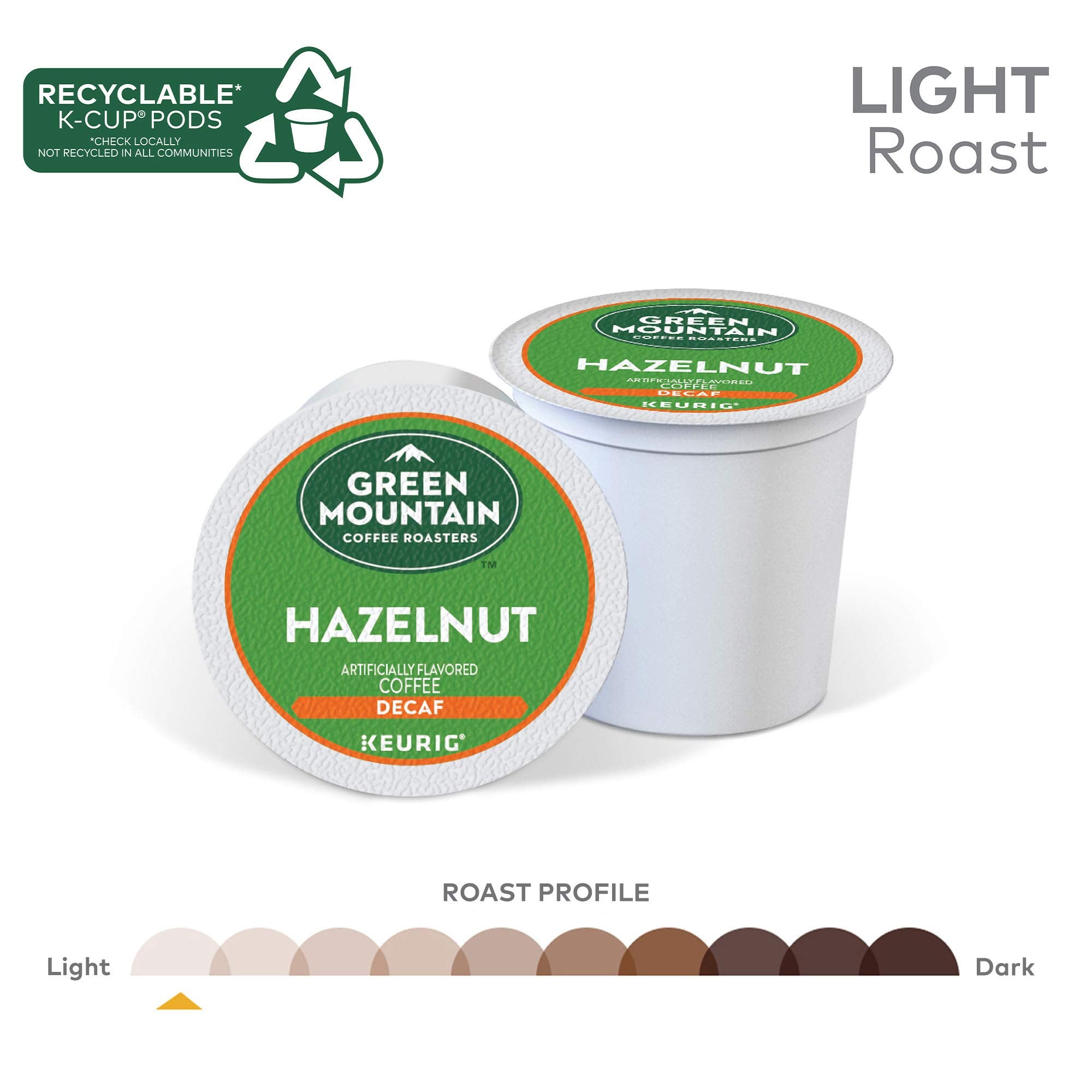 Green Mountain Coffee Roasters, Coffee Hazelnut Light Roast, 96 K-Cup Pods