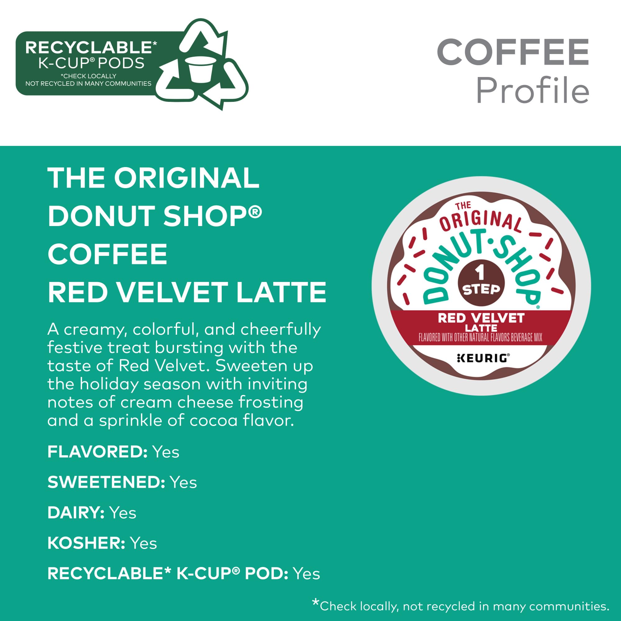 The Original Donut Shop, Red Velvet Latte, 10 K-Cup Pods