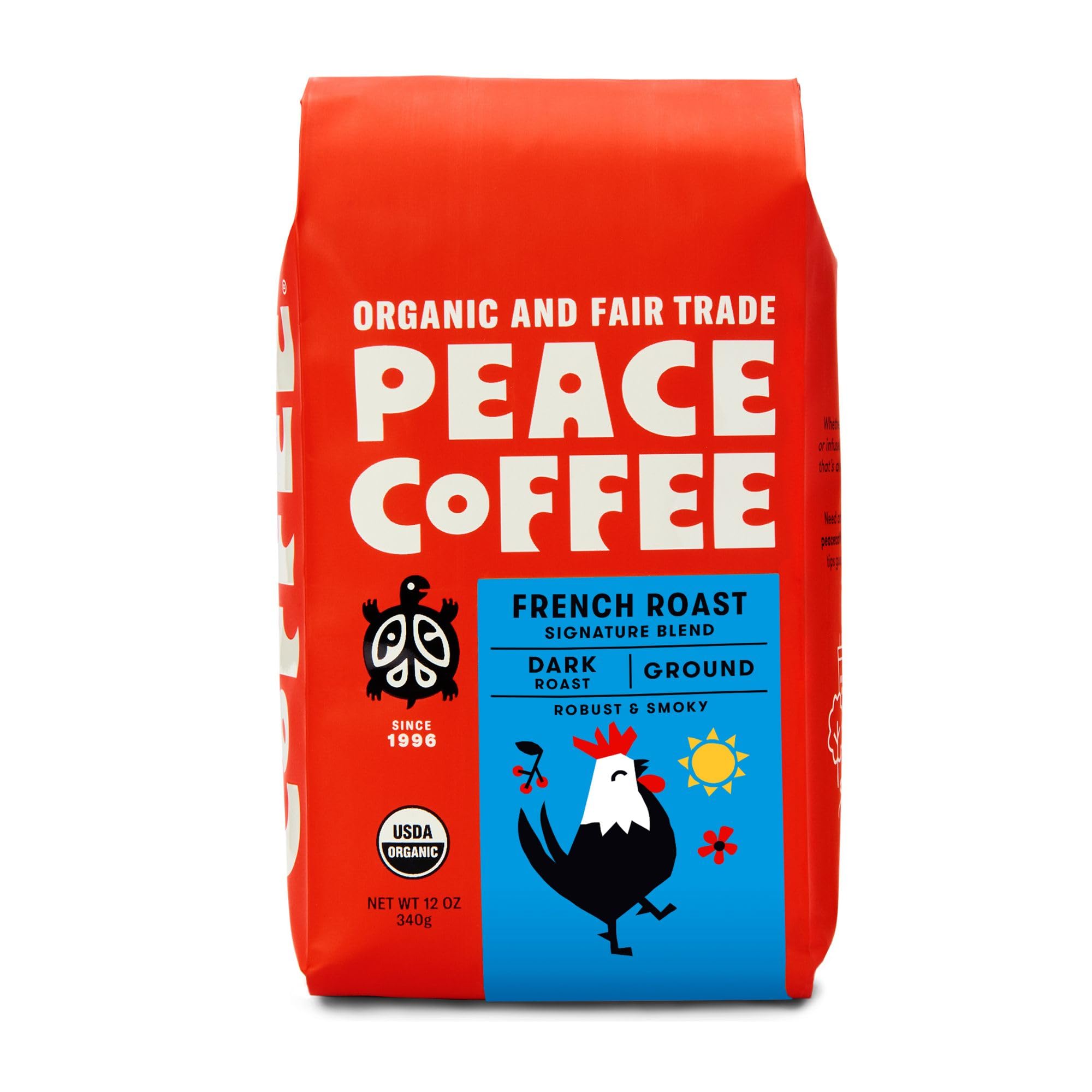 Peace Coffee French Roast Dark Ground 20 oz