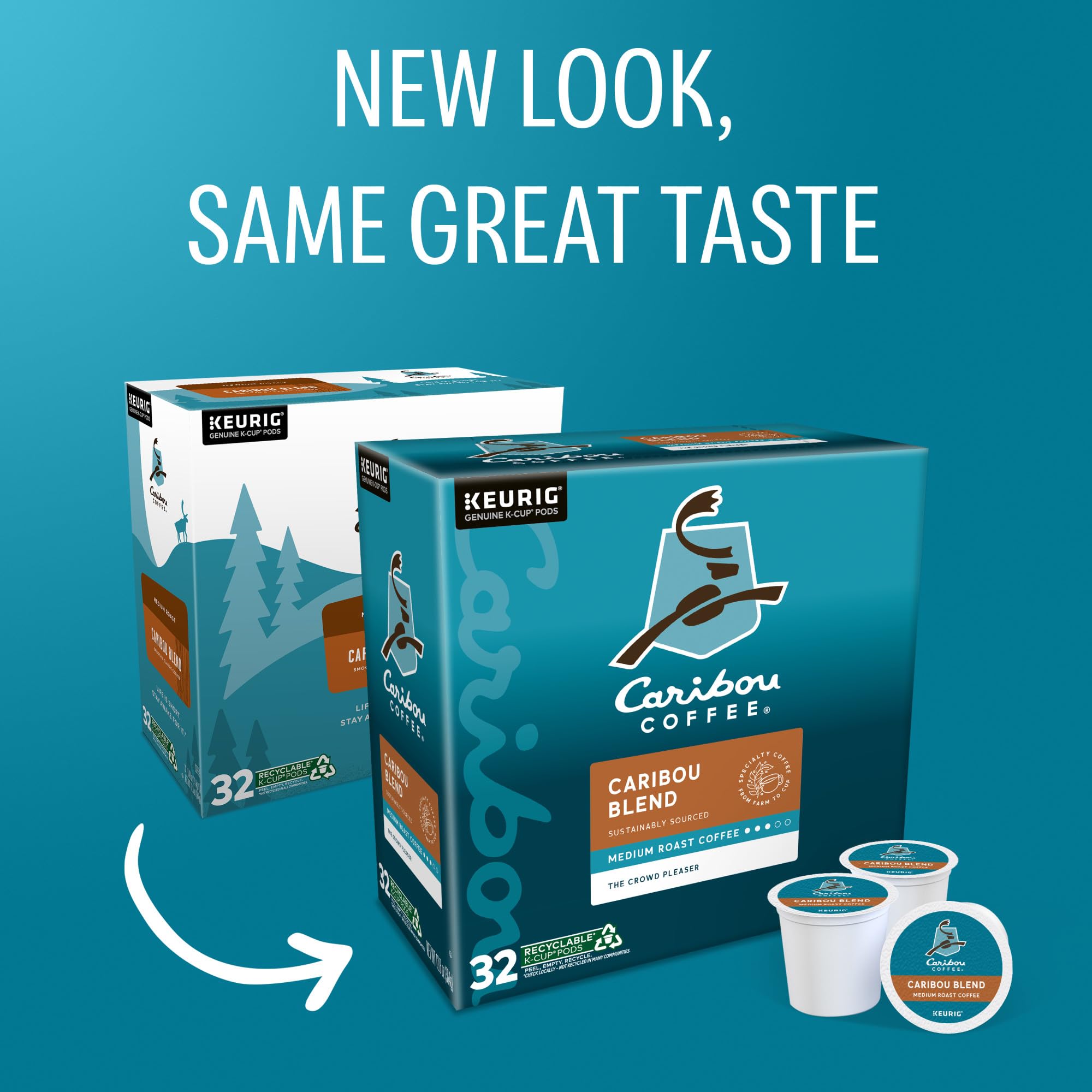 Caribou Coffee, Indonesia Coffee Caramel Medium Roast, 32 K-Cup Pods