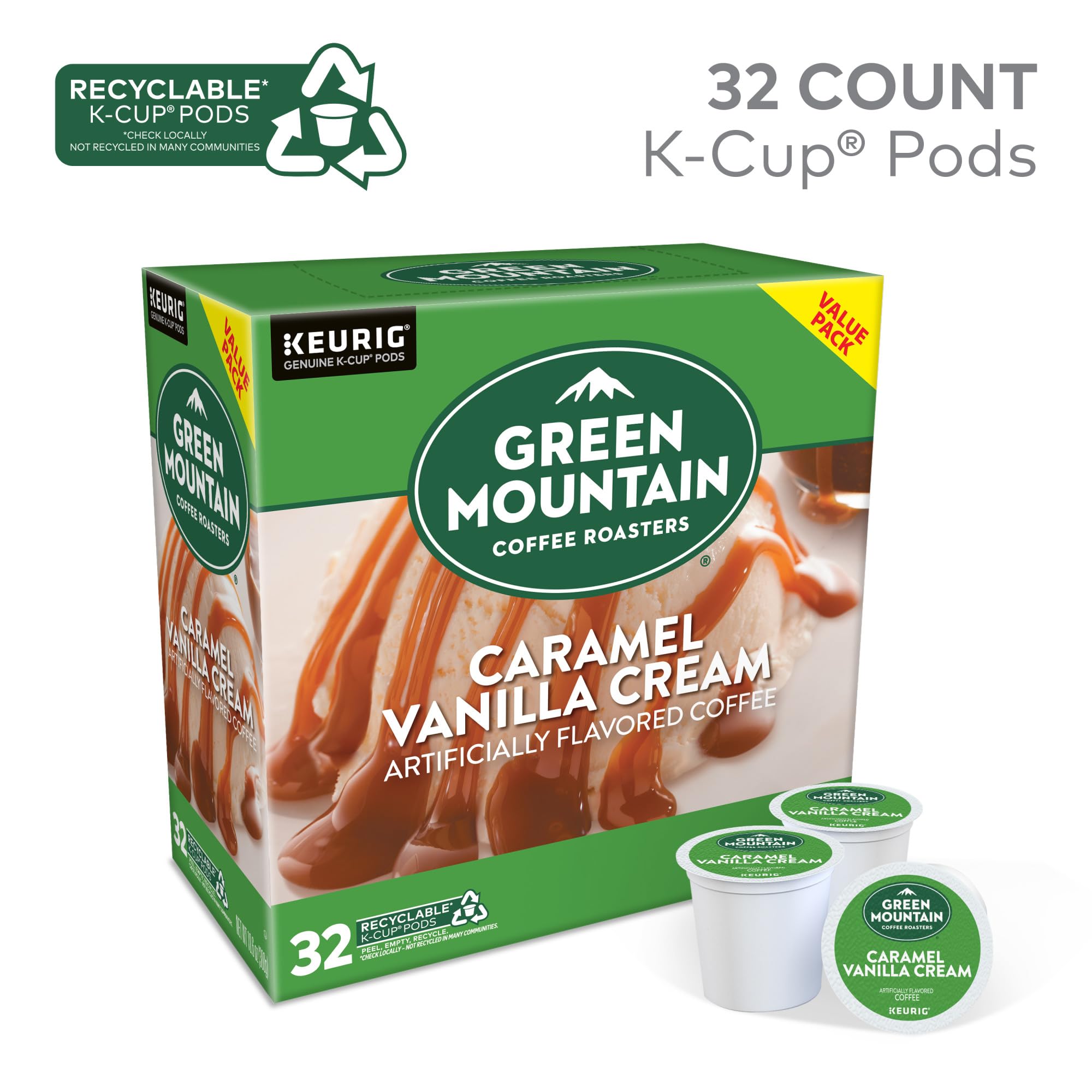 Green Mountain Coffee Roasters, Coffee Vanilla Light Roast, 32 K-Cup Pods