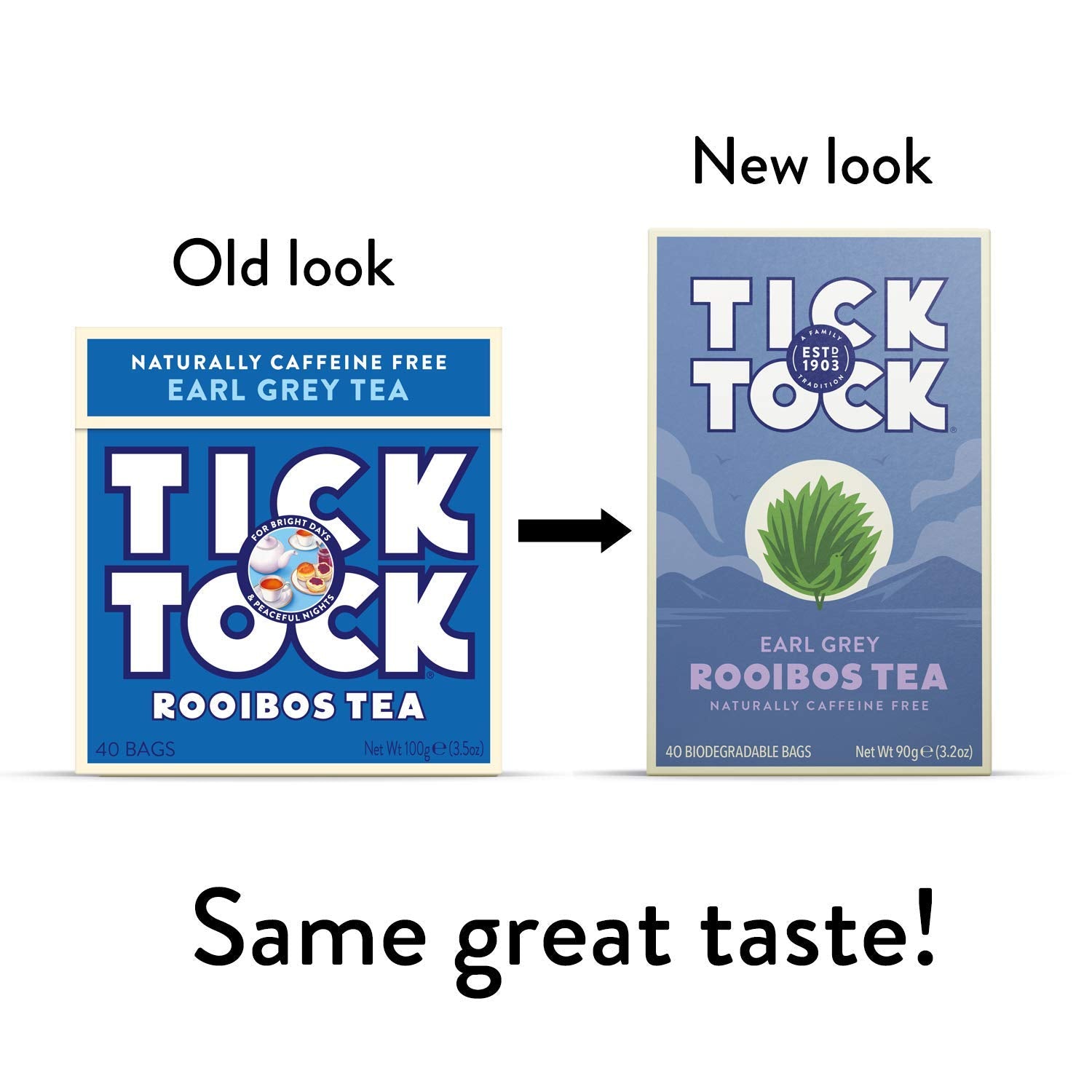 Tick Tock, Rooibos Earl Grey, 40 Tea Bags