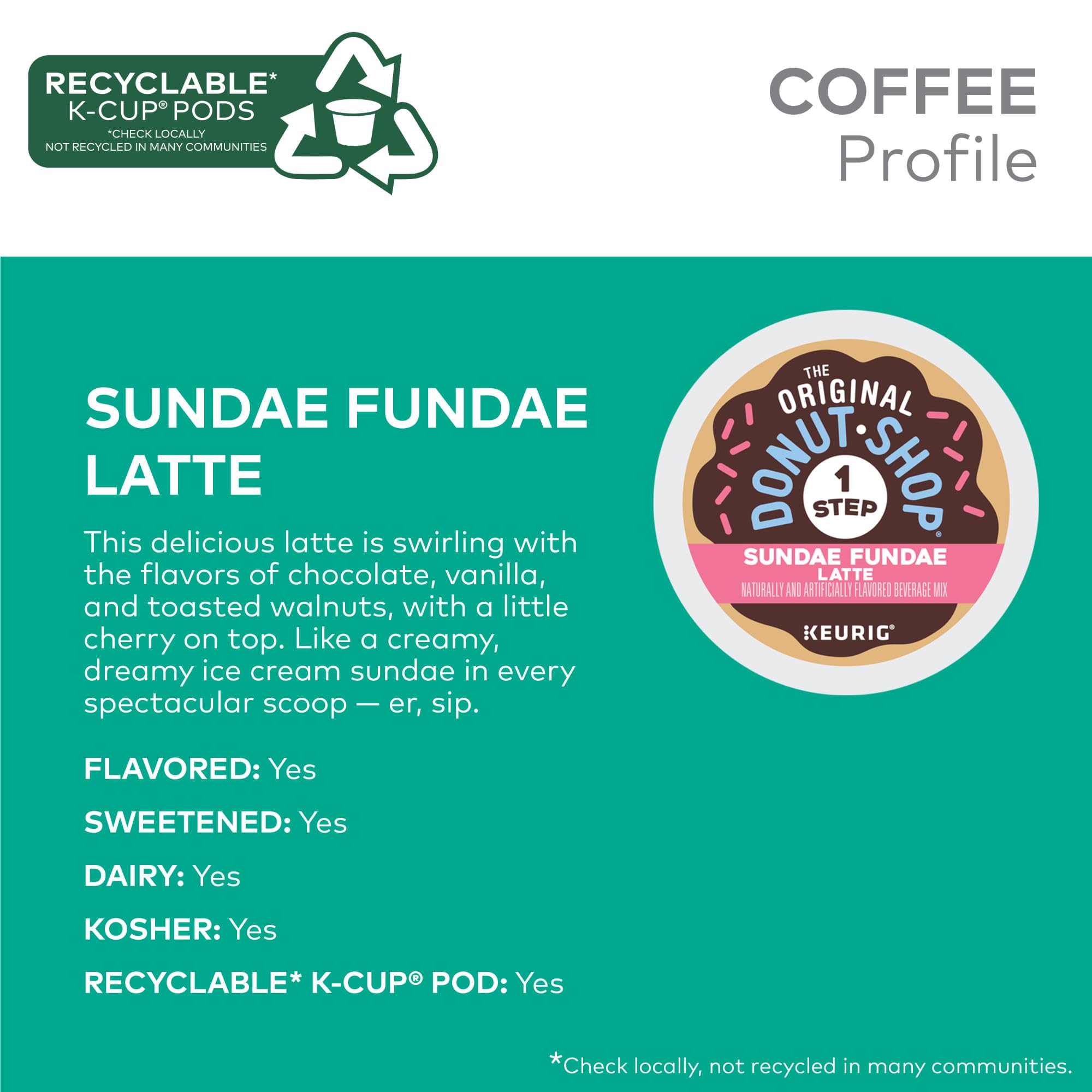 The Original Donut Shop, Sundae Fundae Latte, 20 K-Cup Pods