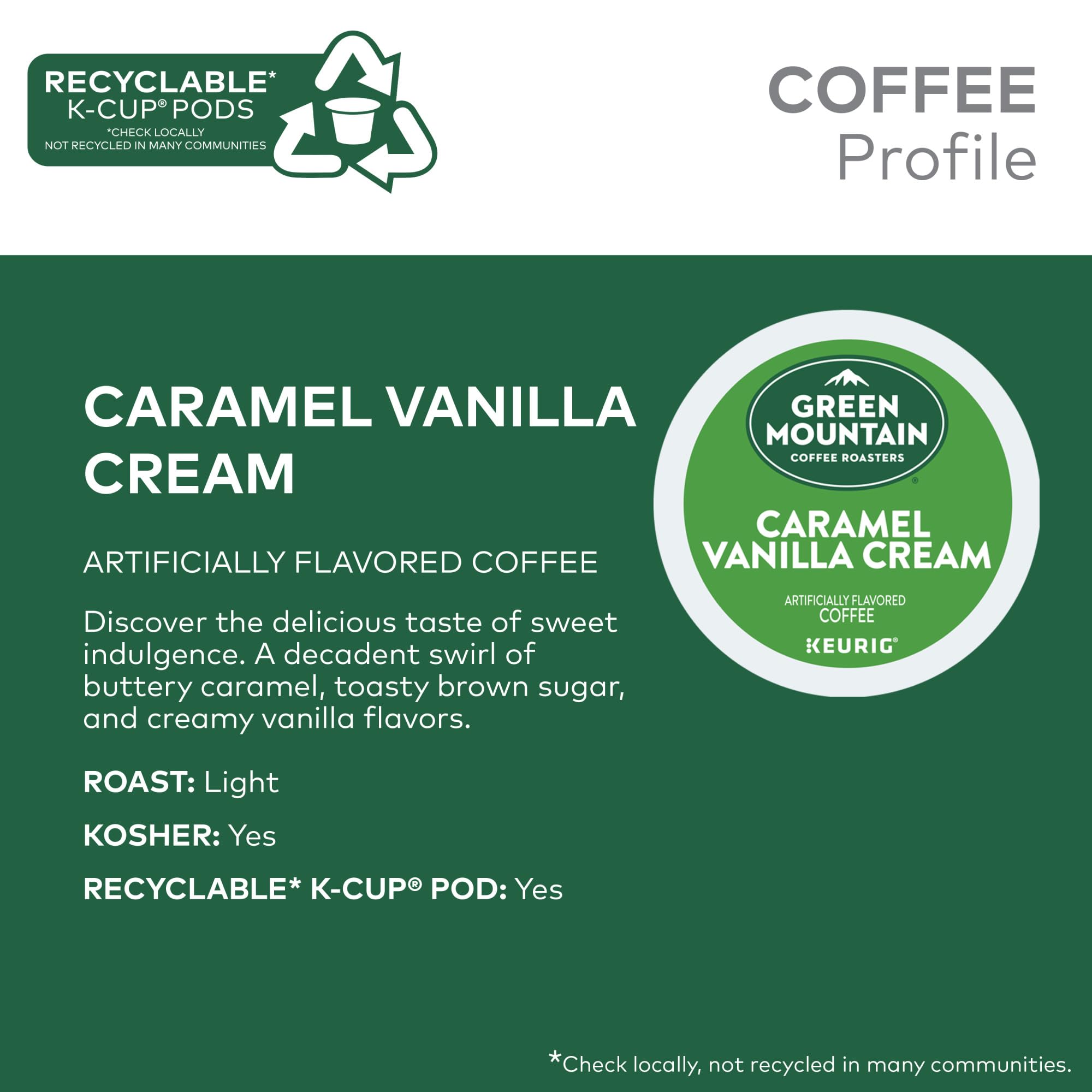 Green Mountain Coffee Roasters, Coffee Vanilla Light Roast, 72 K-Cup Pods
