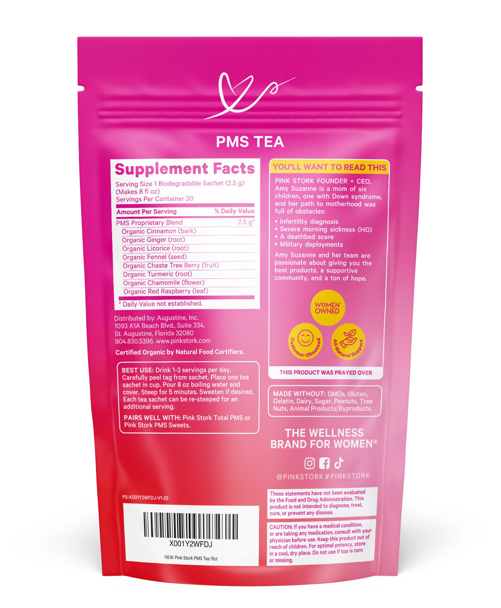 Pink Stork, Organic PMS Tea – Warm Cinnamon, 15 Sachets