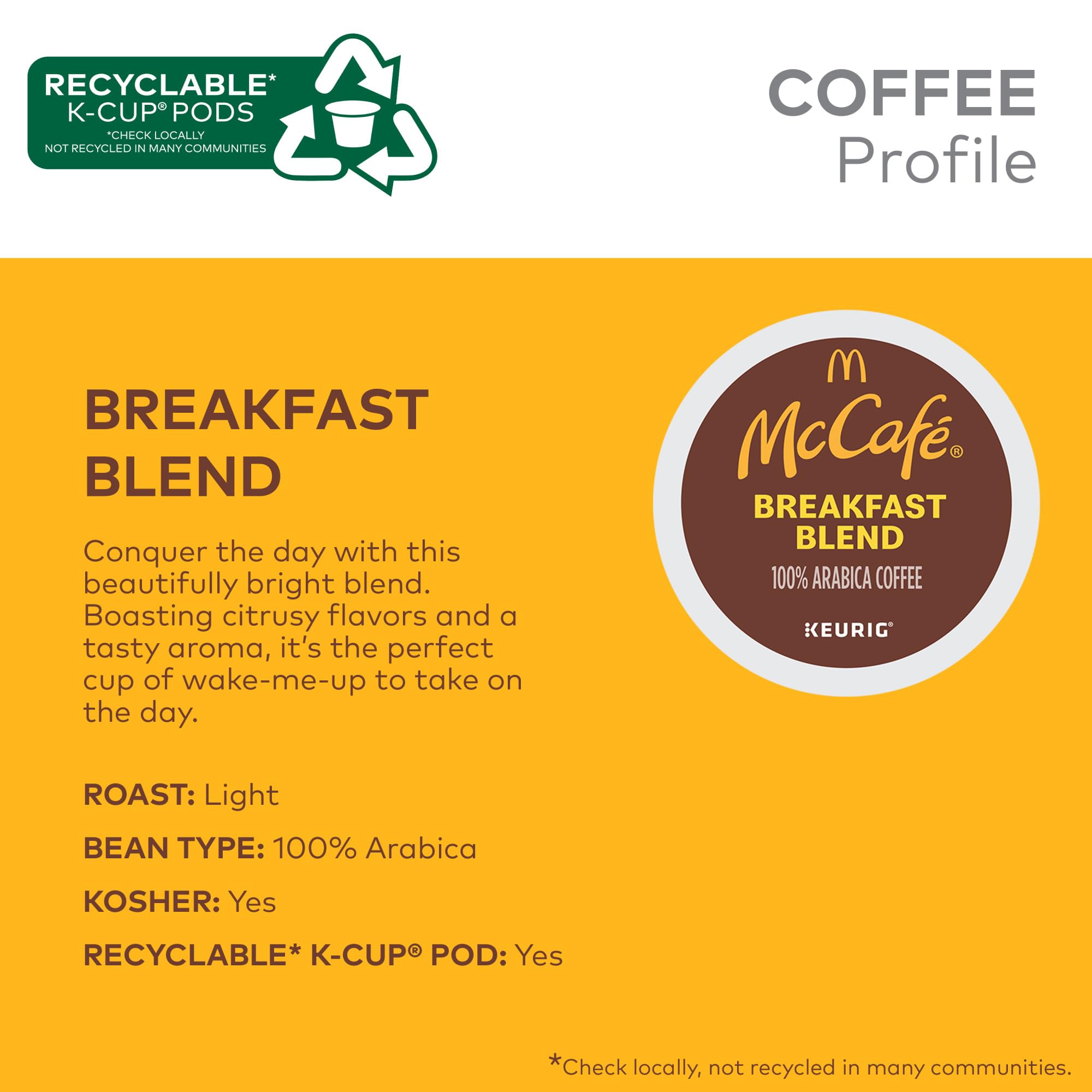 McCafe, Coffee Light Roast, 60 K-Cup Pods