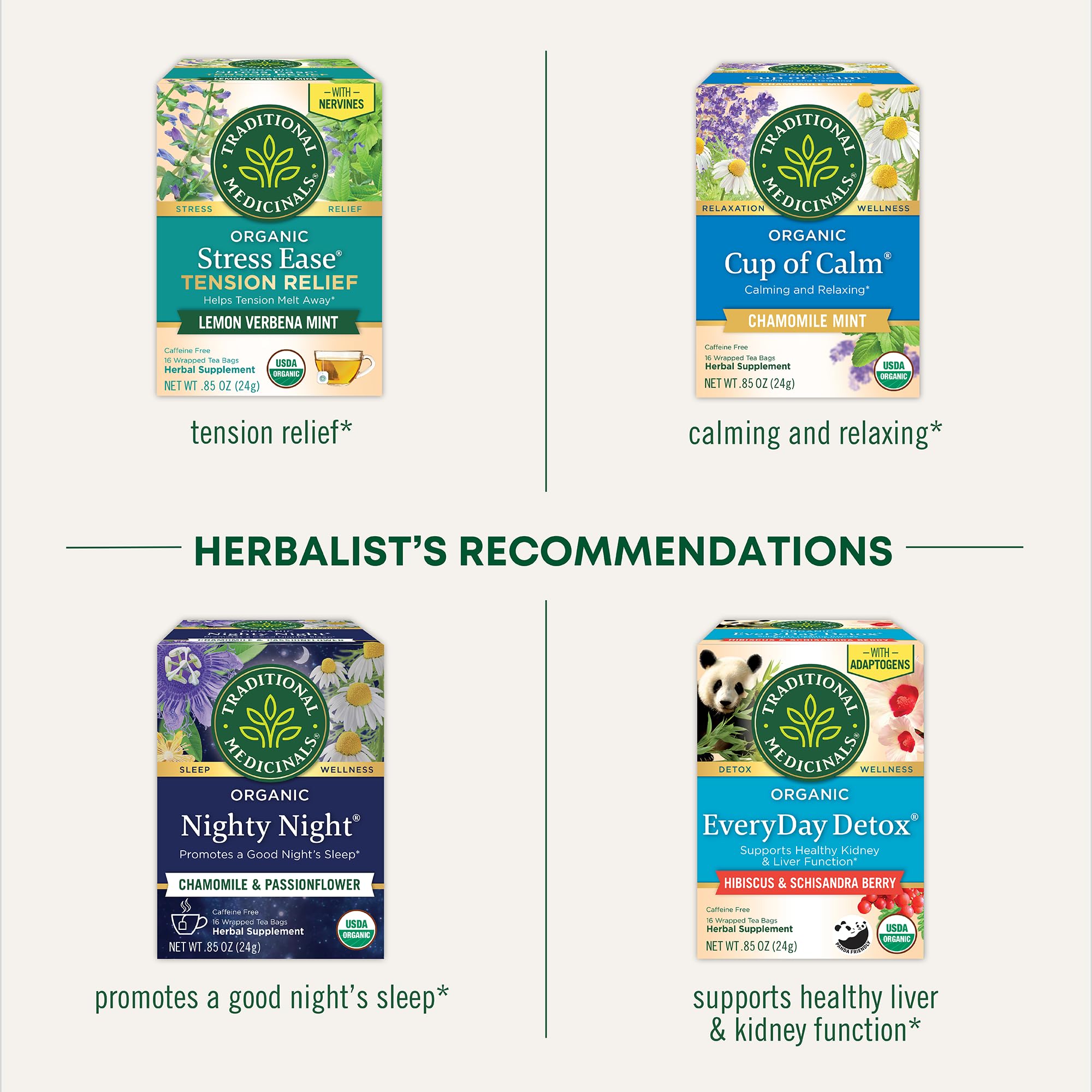 Traditional Medicinals, Organic Stress Ease Calm Tea, 16 Tea Bags