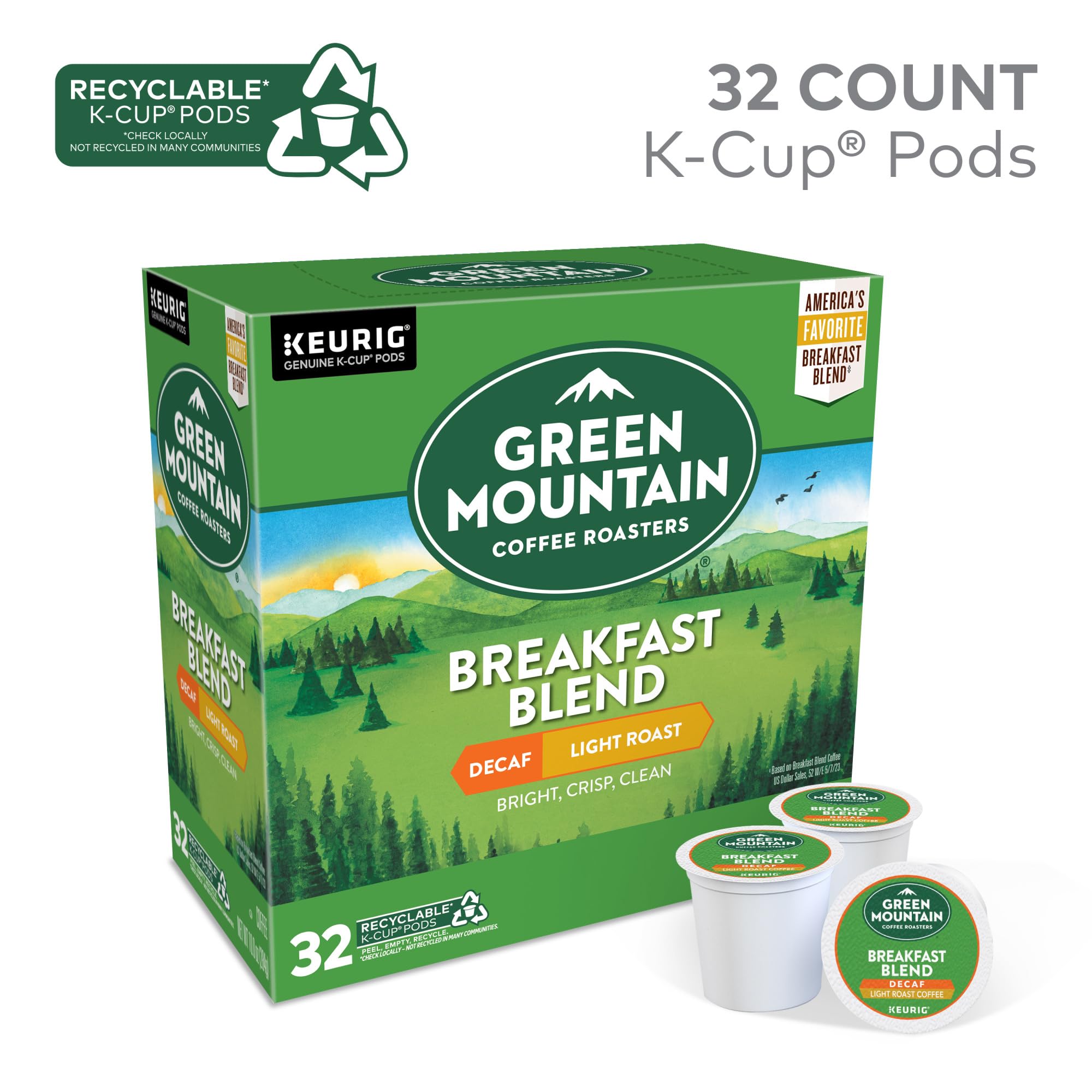 Green Mountain Coffee Roasters, Coffee Light Roast, 32 K-Cup Pods