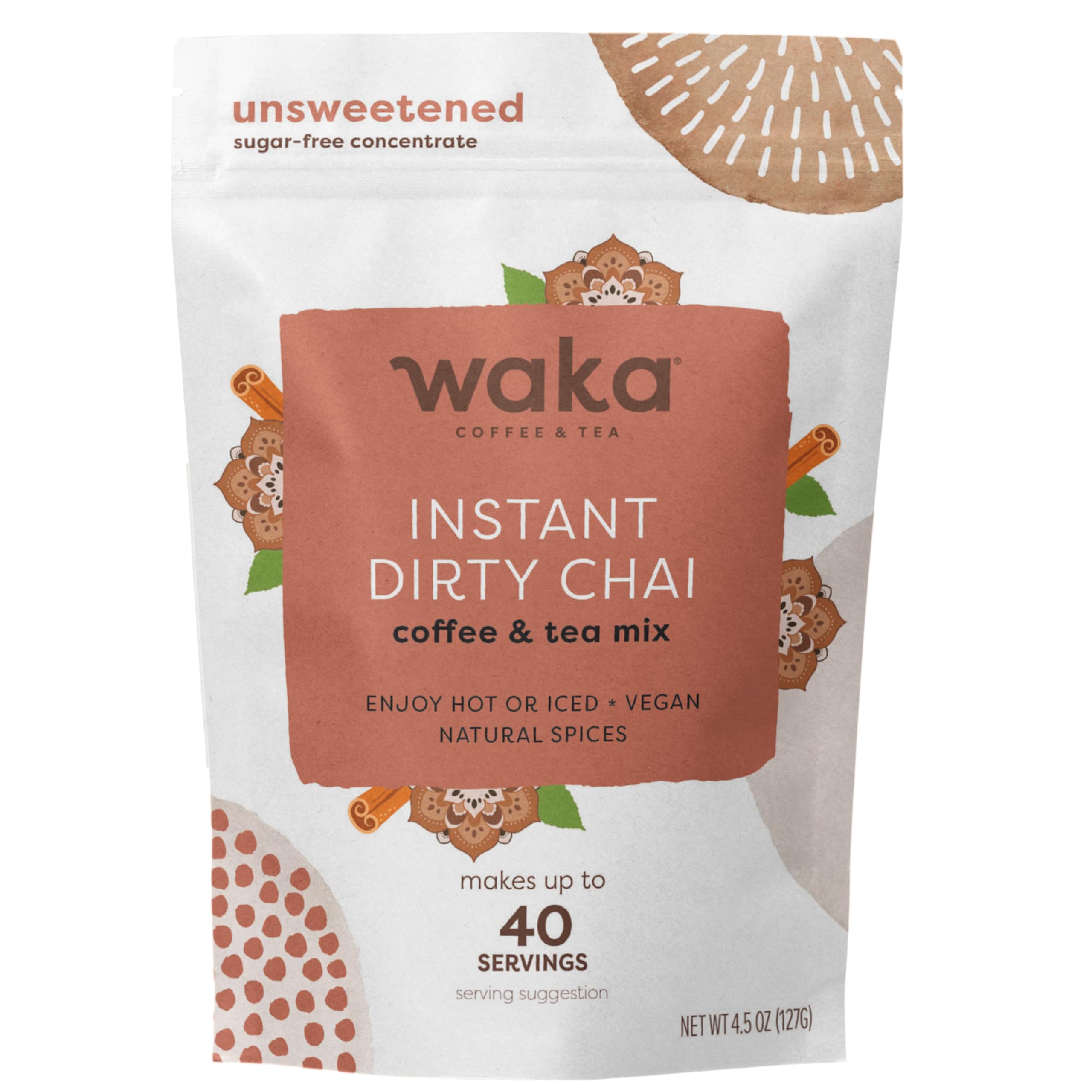 Waka, Dirty Chai, Instant Coffee and Tea Powder Mix, 4.5 oz Pouch