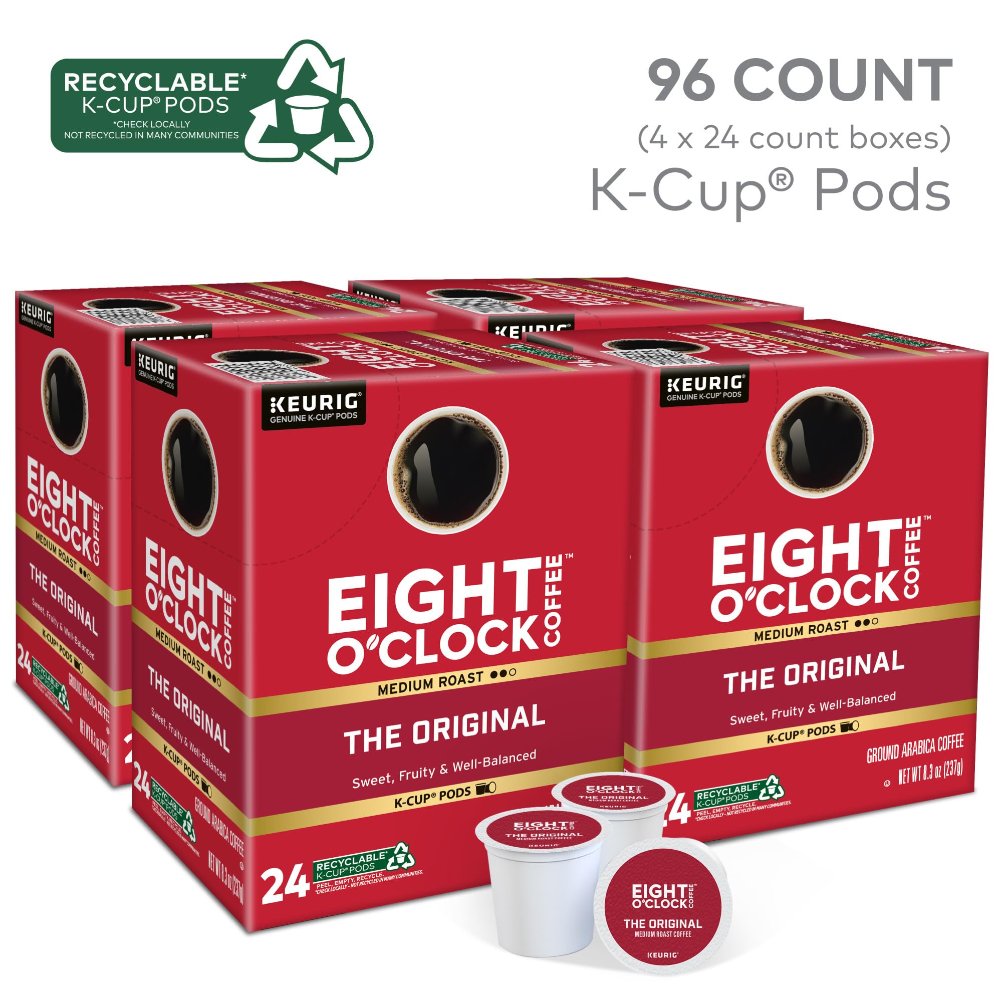 Eight O'Clock Coffee, Coffee Medium Roast, 96 K-Cup Pods
