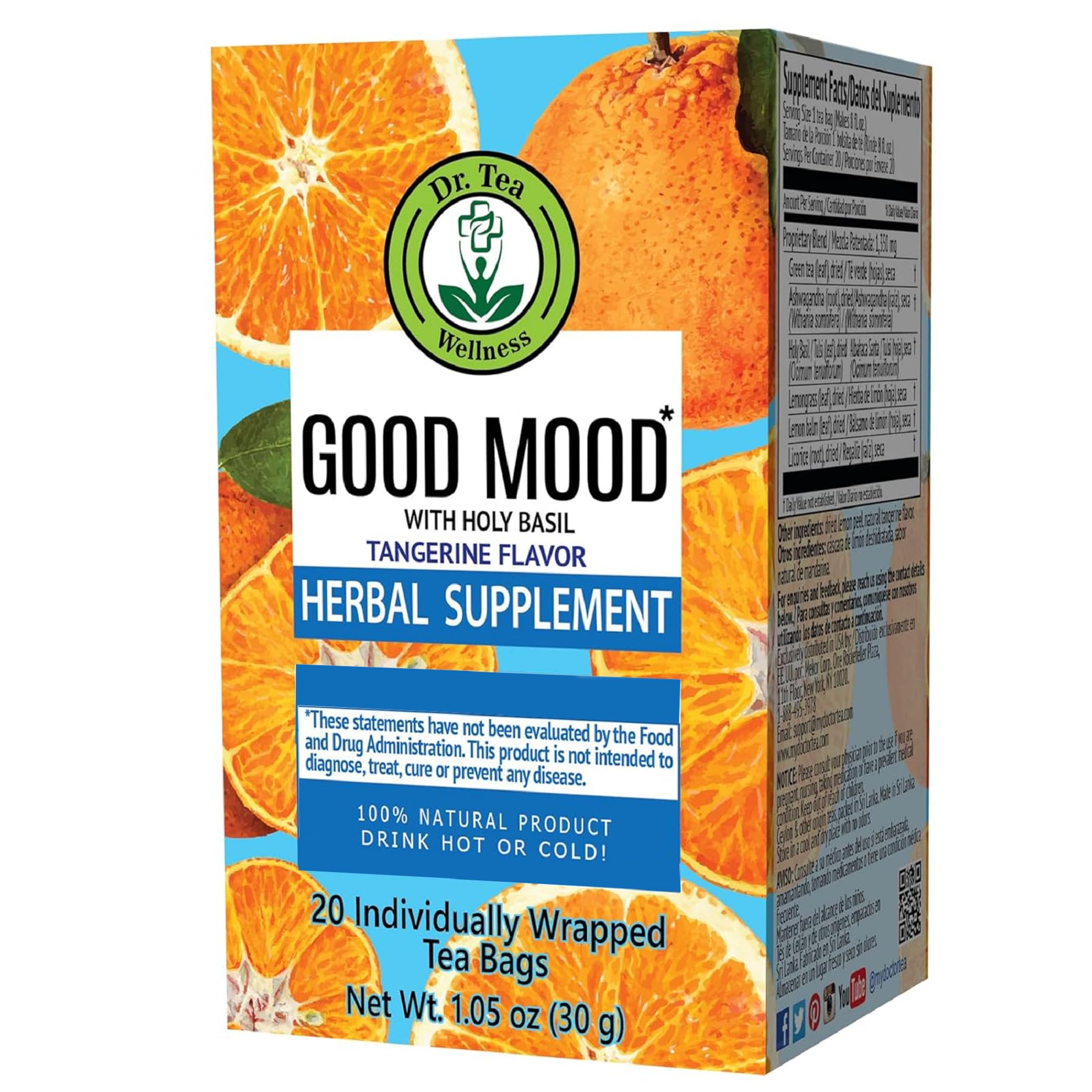 Dr. Tea, Good Mood Tea with Holy Basil – Tangerine Flavor, 20 Tea Bags