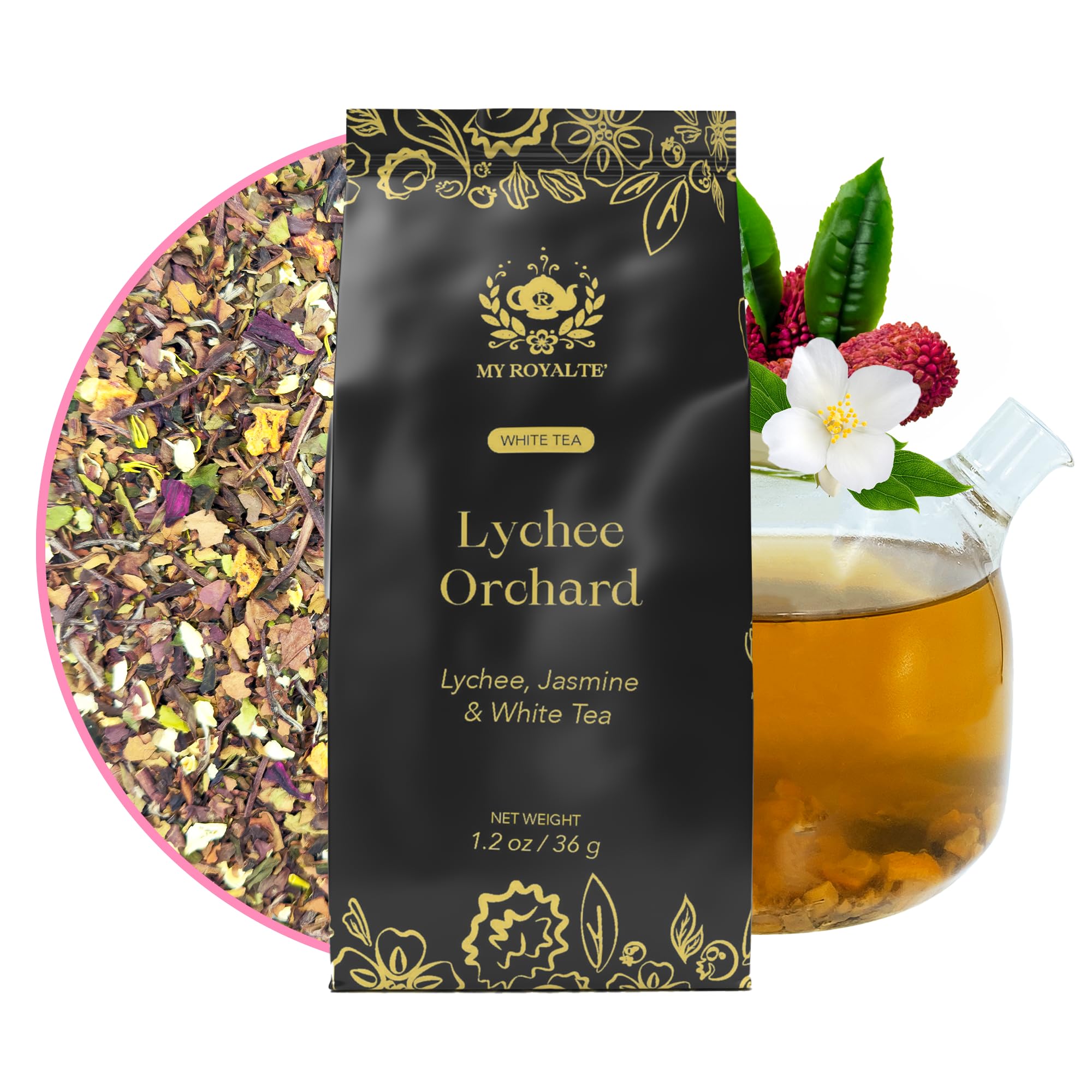 MyRoyalte Lychee Jasmine White Tea, Loose Leaf