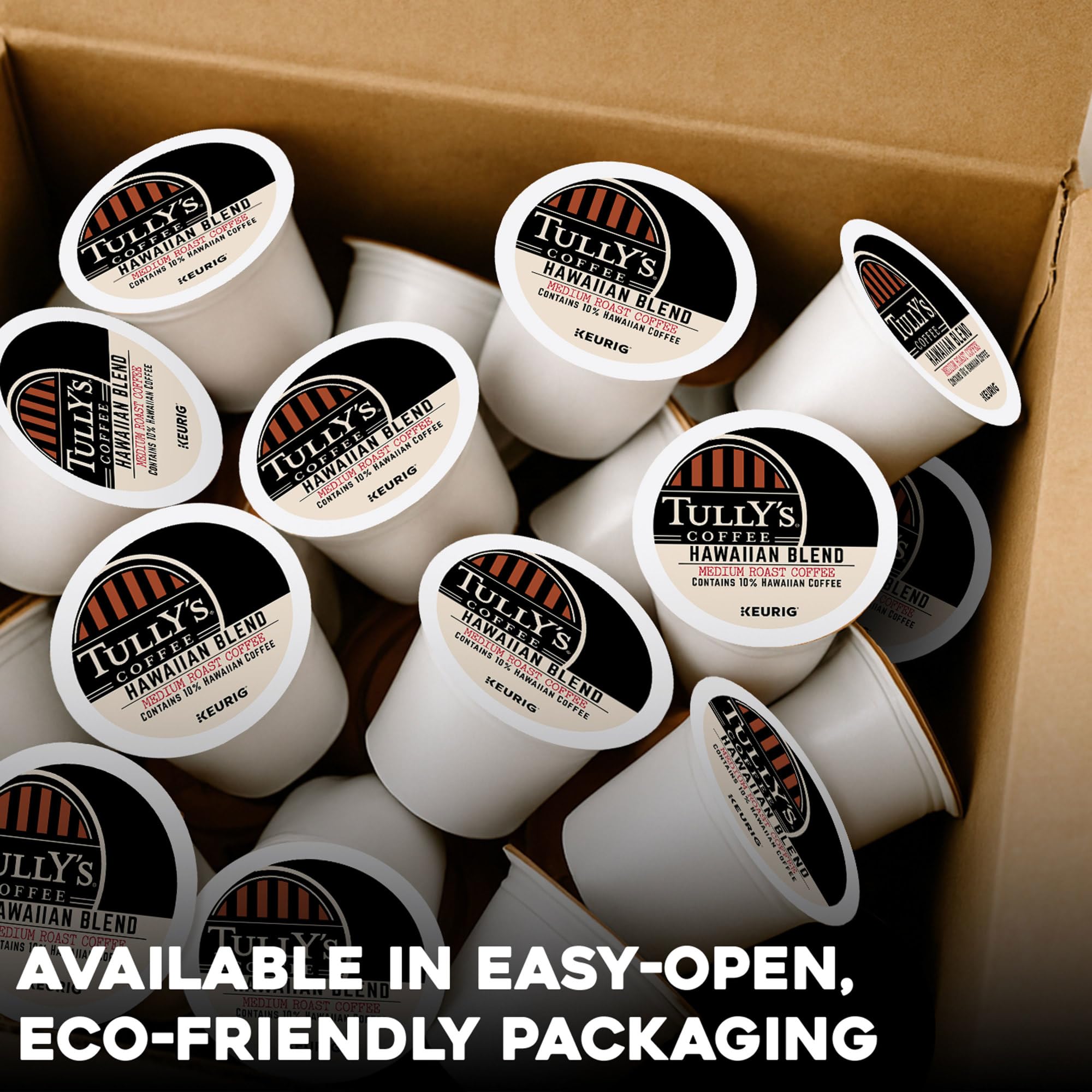 TULLY‚ÄôS, Hawaiian Blend Coffee Caramel Medium Roast, 72 K-Cup Pods