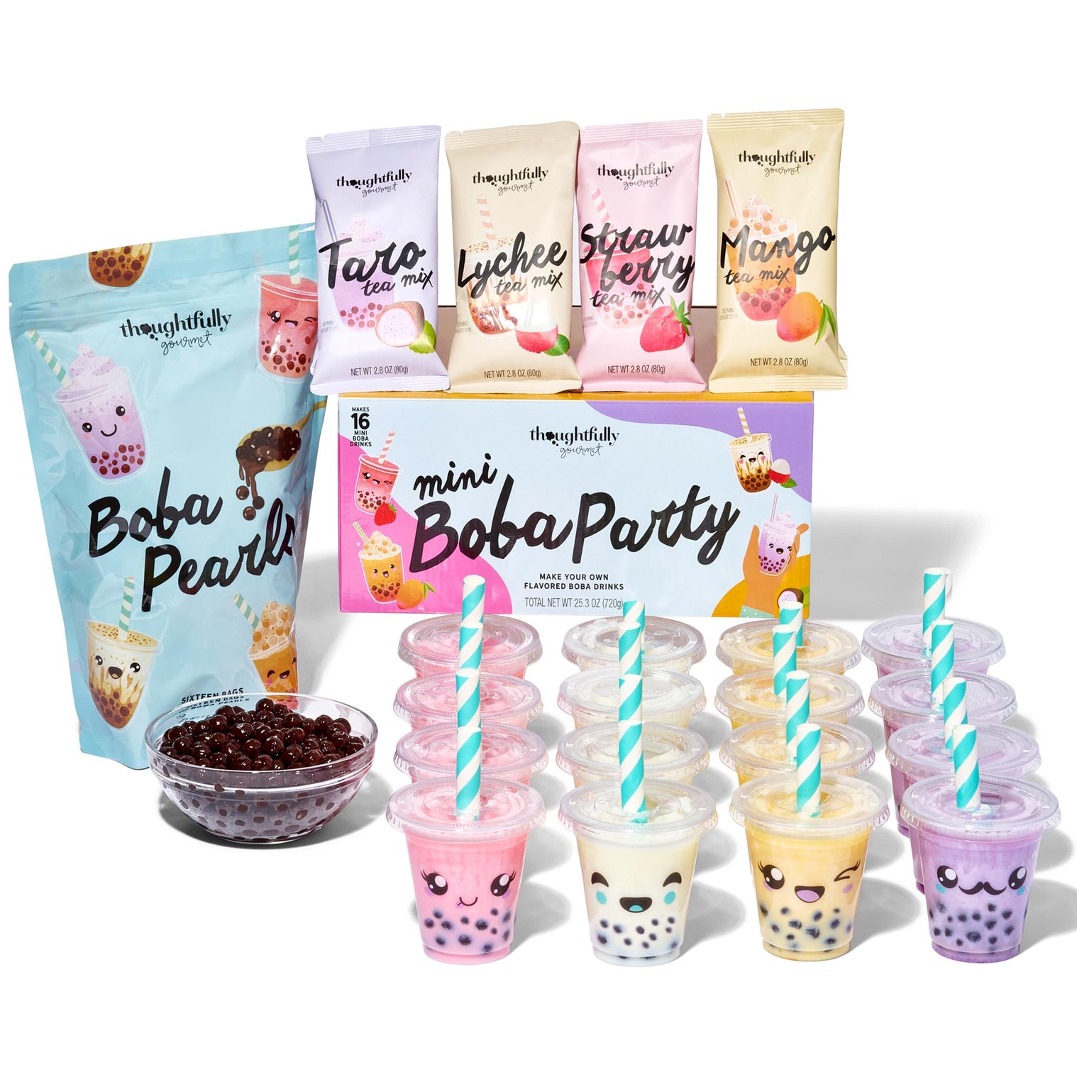 Thoughtfully, Mini Boba Tea Party Kit, 16 Tasting Portions