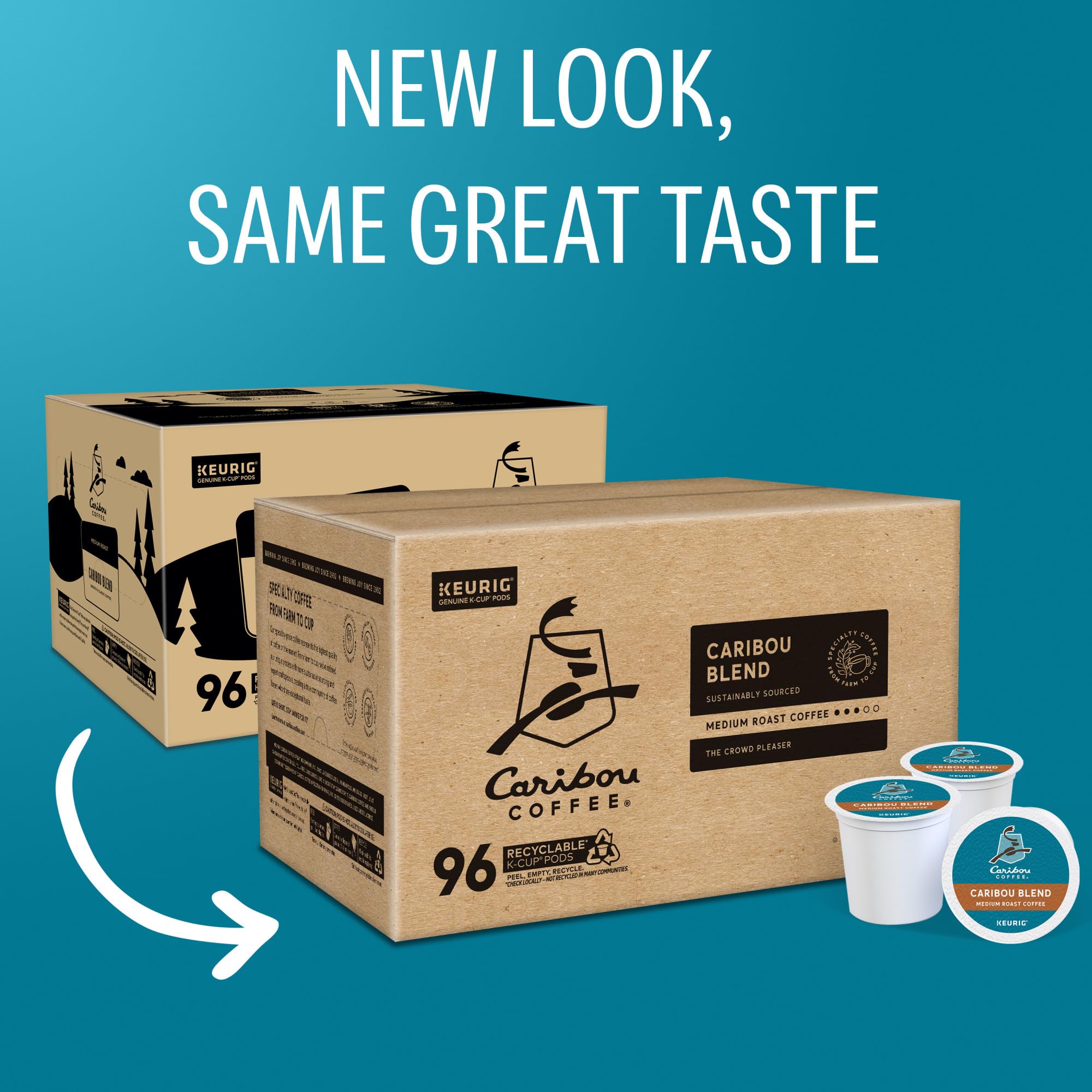 Caribou Coffee, Indonesia Coffee Chocolate Medium Roast, 96 K-Cup Pods