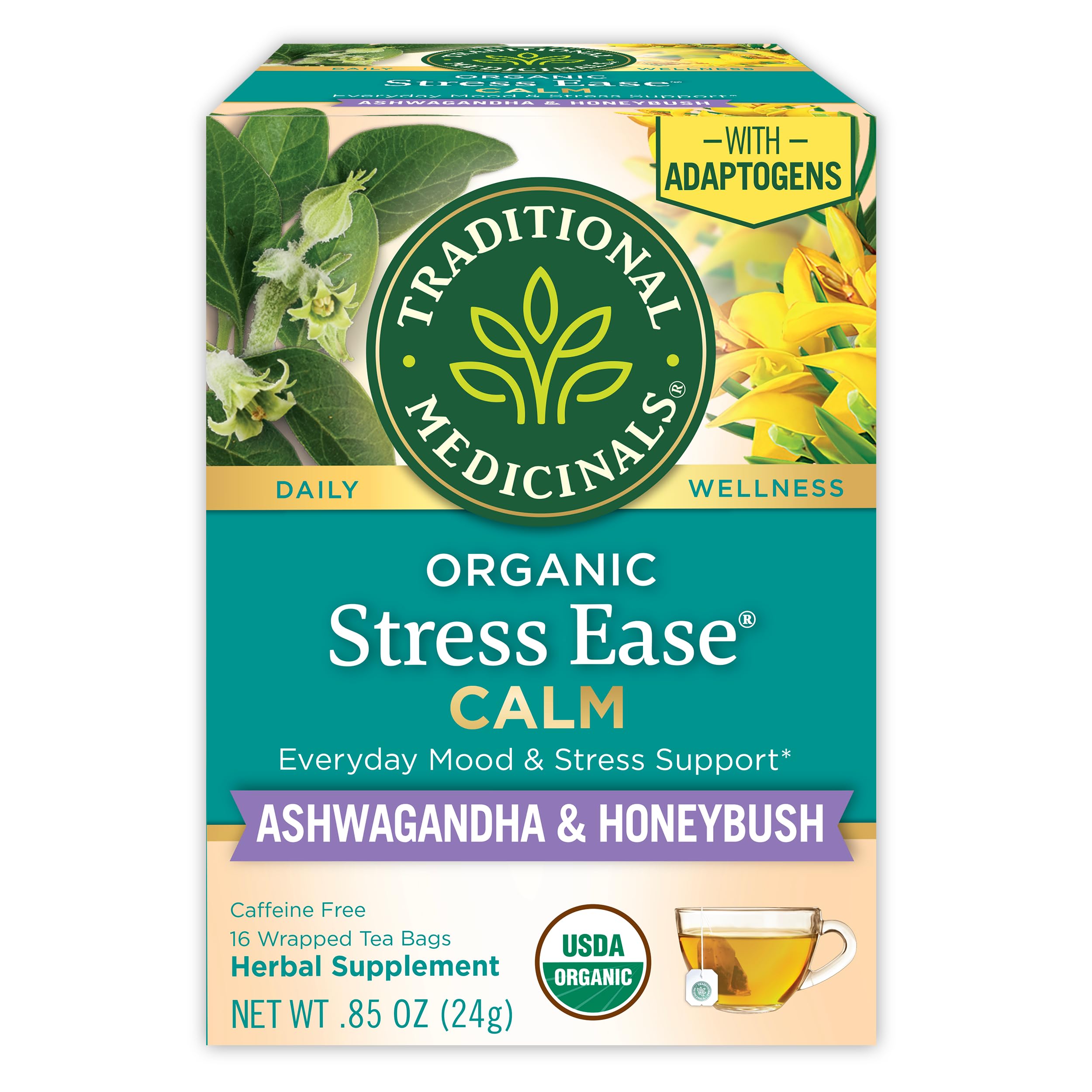 Traditional Medicinals, Organic Stress Ease Calm Tea, 16 Tea Bags