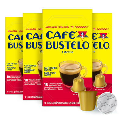 CafAÃÉ¬© Bustelo, Coffee Dark Roast, 10 Nespresso Original Line Capsules