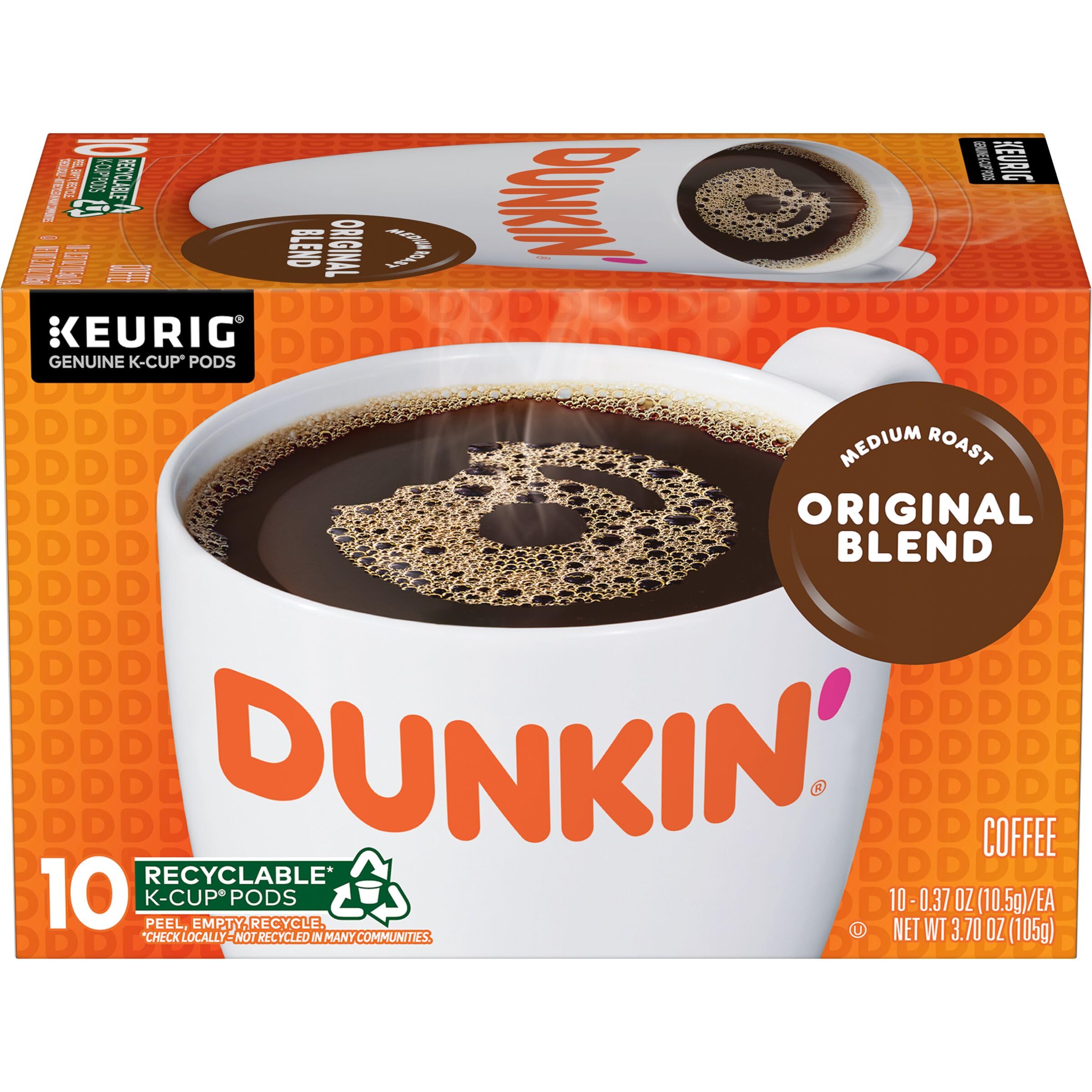 Dunkin', Coffee Medium Roast, 10 K-Cup Pods